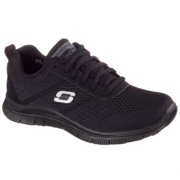 Schwarzer Skechers Flex Advantage Master BKK Schuh mit weißem Skechers Logo an der Seite
